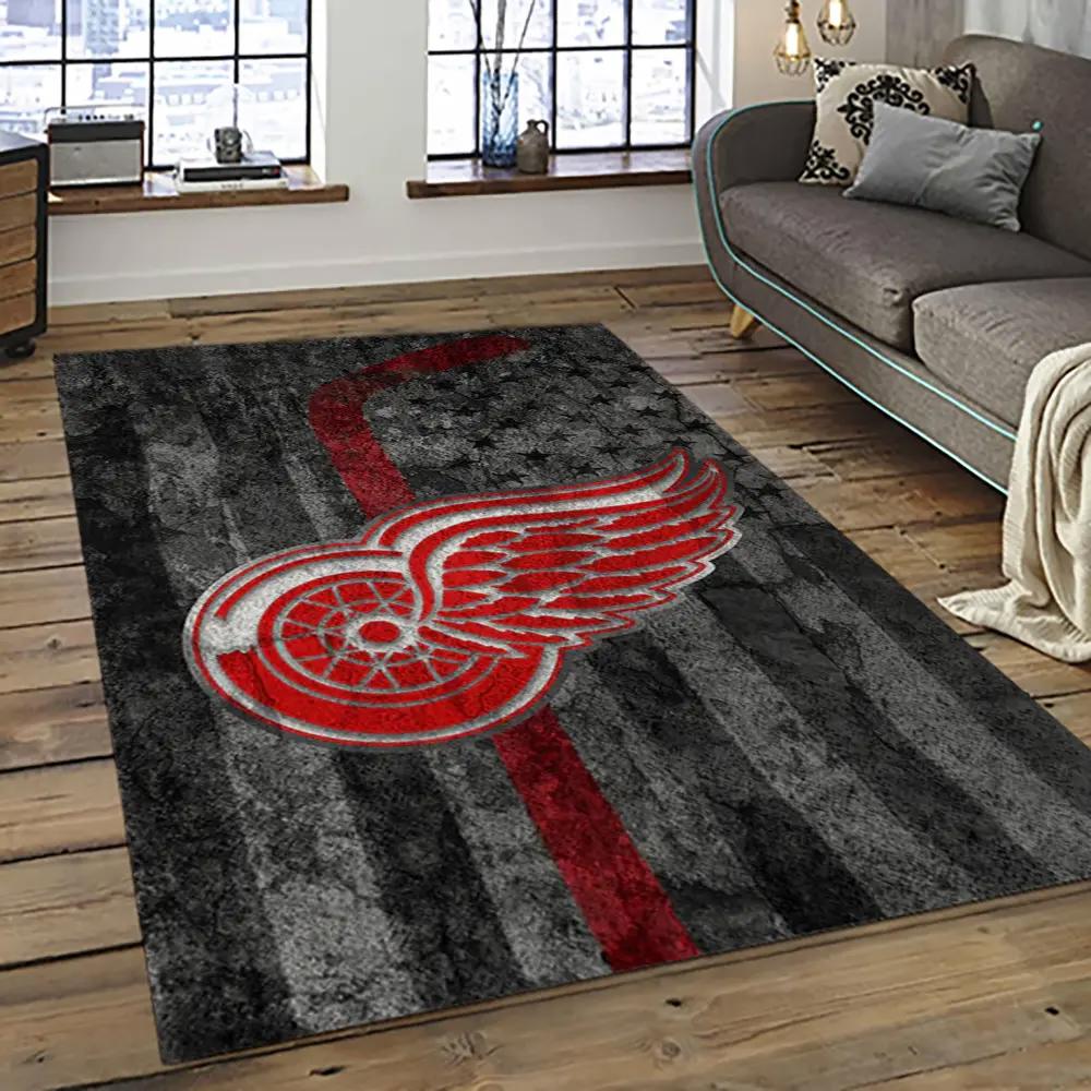 Nhl detroit red wings hockey team logo sport carpet rectangle area rug for living room drw20 Rectangle Rug