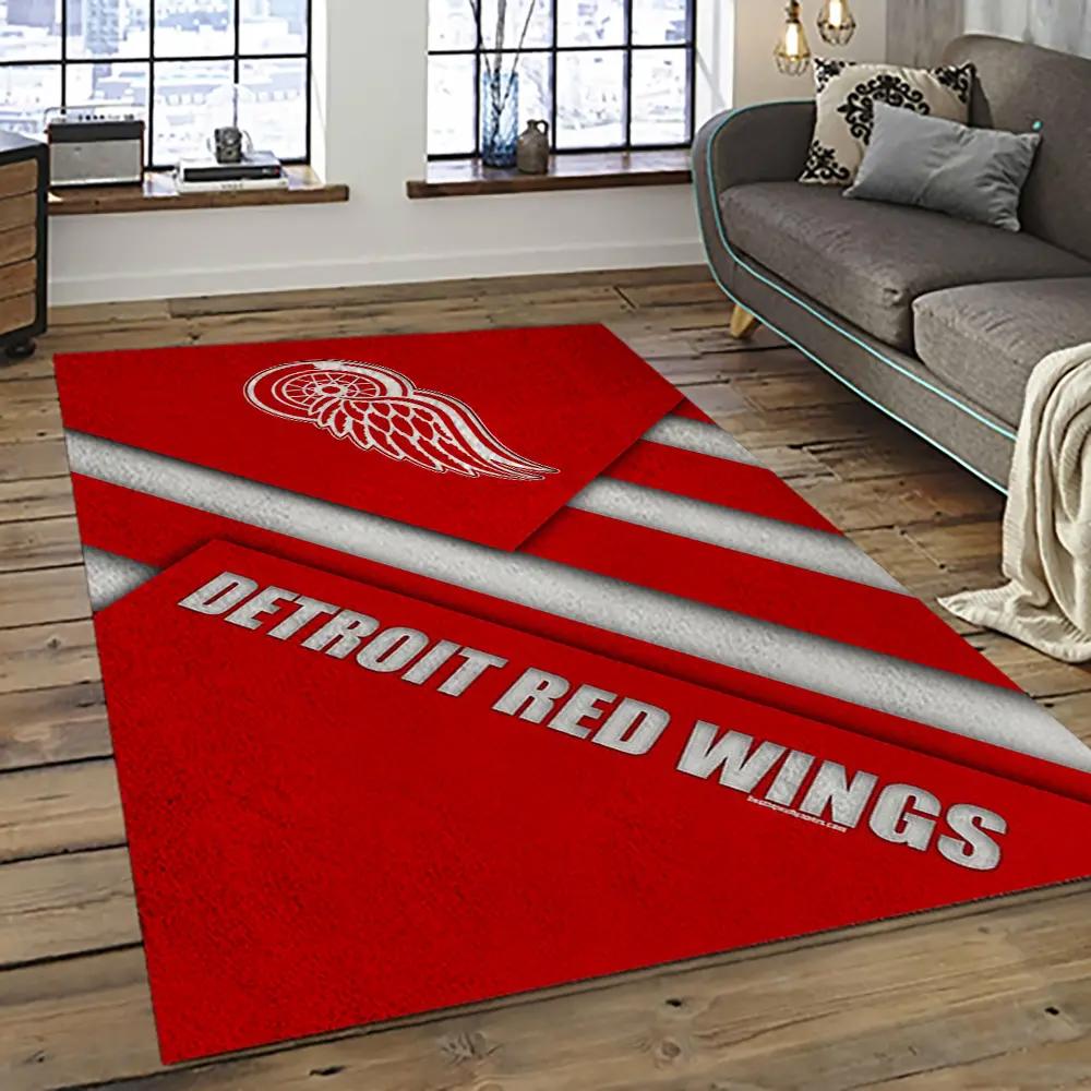 Nhl detroit red wings hockey team logo sport carpet rectangle area rug for living room drw84 Rectangle Rug