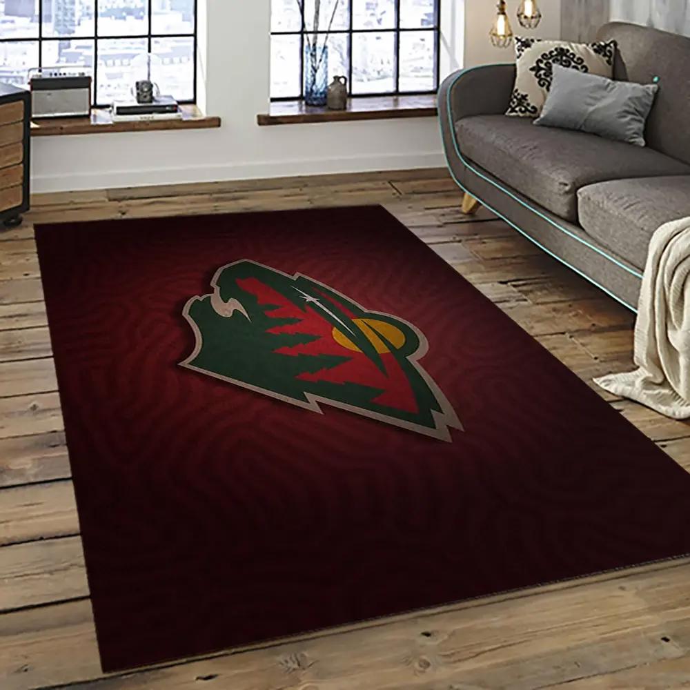 Nhl minnesota wild hockey team logo sport carpet rectangle area rug for living room mw33 Rectangle Rug