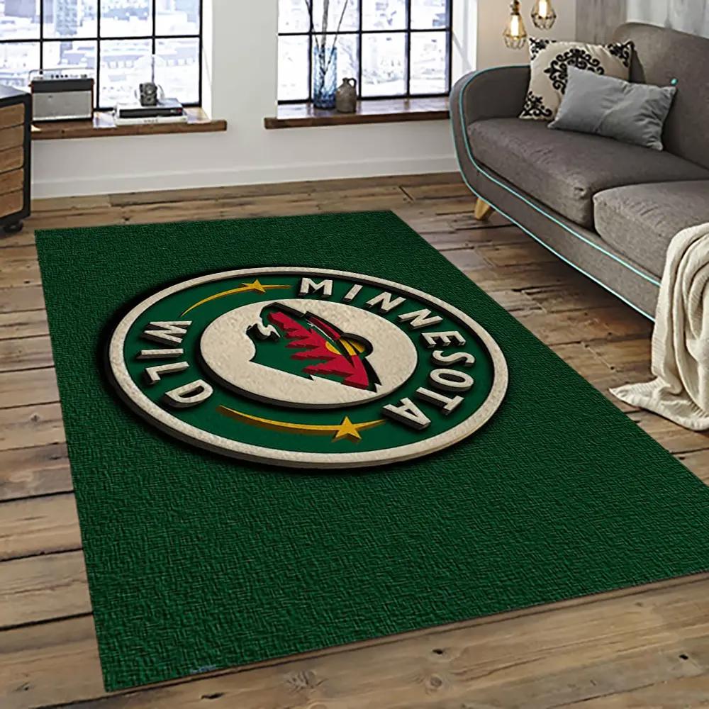 Nhl minnesota wild hockey team logo sport carpet rectangle area rug for living room mw37 Rectangle Rug