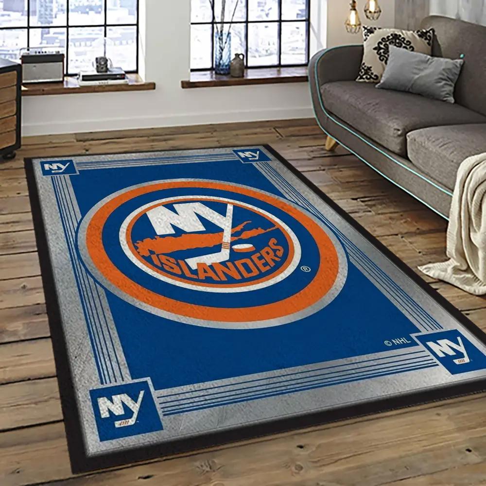 Nhl new york islanders hockey team logo sport carpet rectangle area rug for living room nyi13 Rectangle Rug