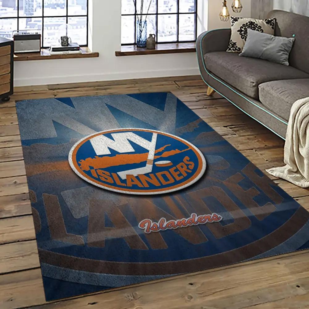 Nhl new york islanders hockey team logo sport carpet rectangle area rug for living room nyi25 Rectangle Rug