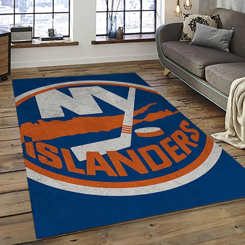 Nhl new york islanders hockey team logo sport carpet rectangle area rug for living room nyi62 Rectangle Rug
