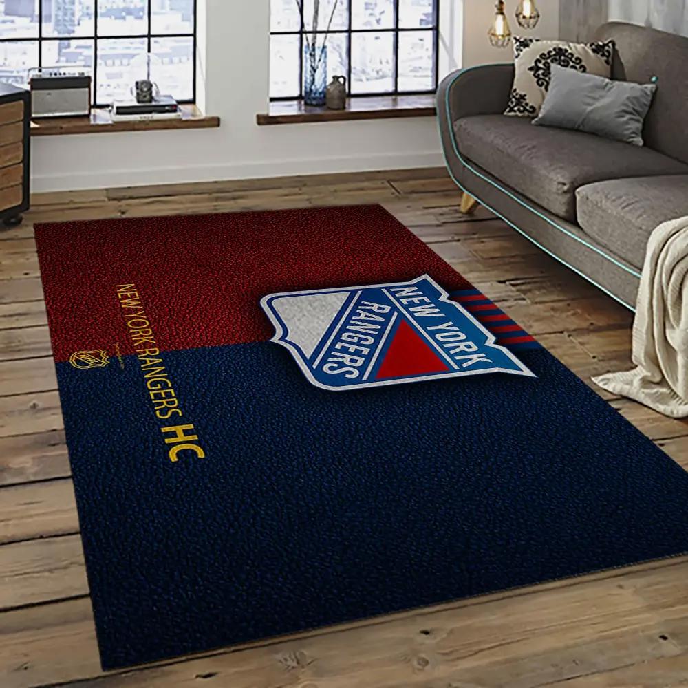 Nhl new york rangers hockey team logo sport carpet rectangle area rug for living room nyr59 Rectangle Rug