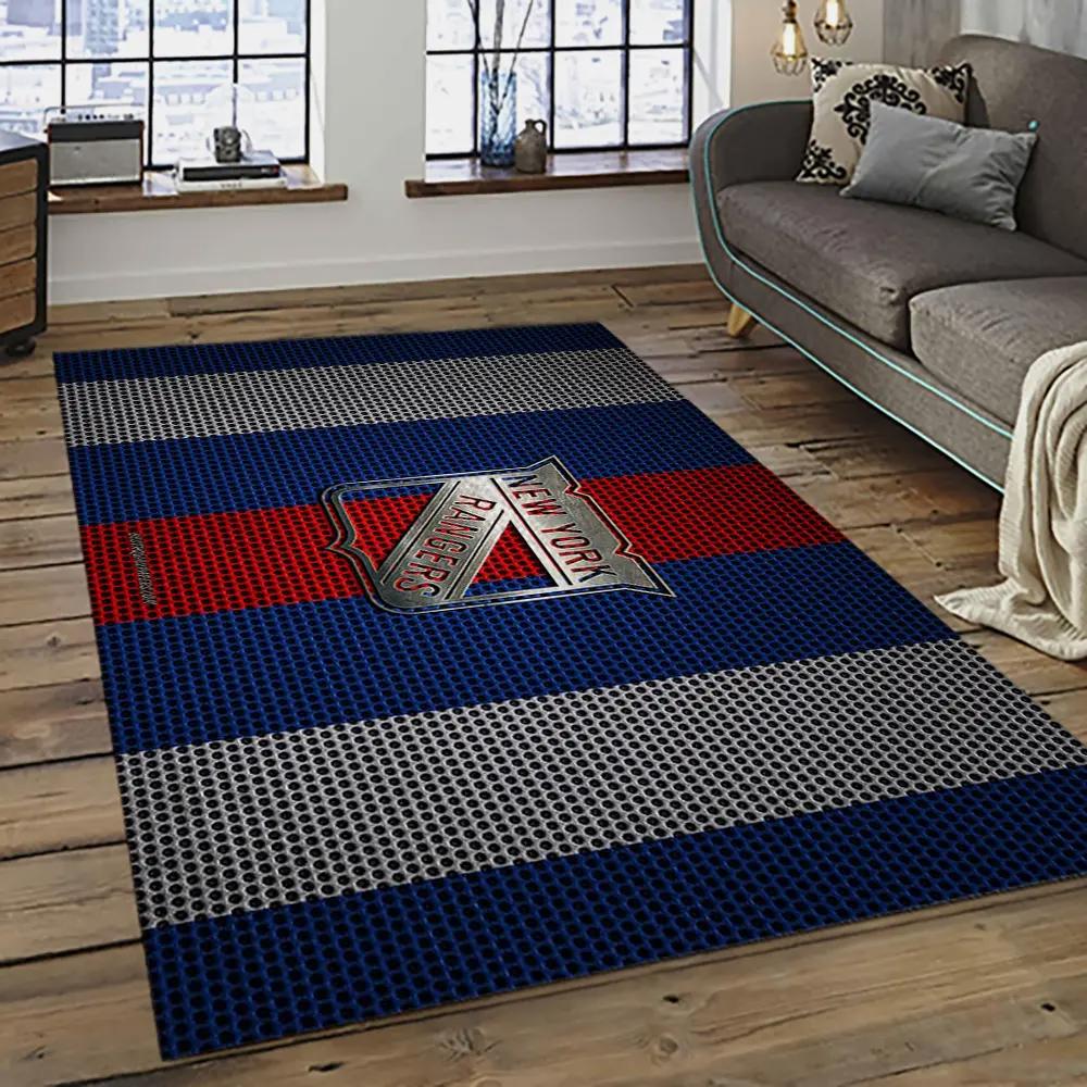 Nhl new york rangers hockey team logo sport carpet rectangle area rug for living room nyr66 Rectangle Rug