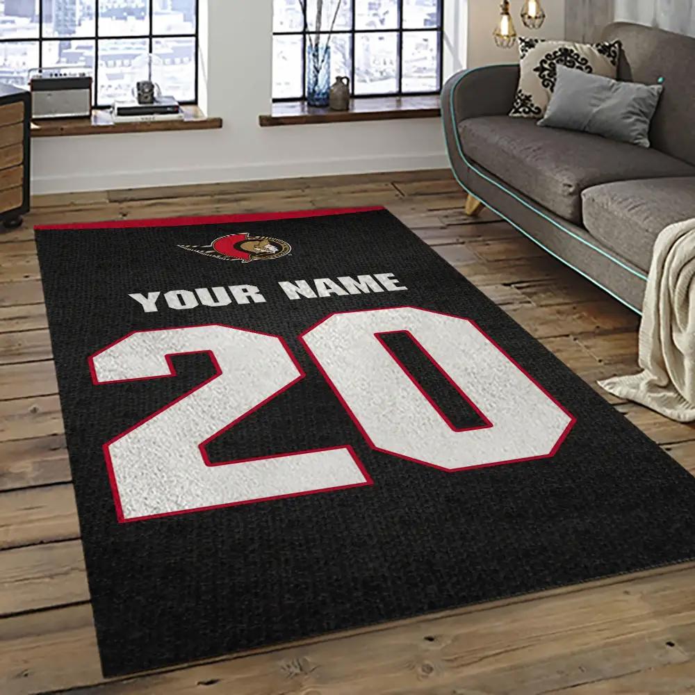 Nhl ottawa senators hockey team logo sport carpet rectangle area rug for living room os25 Rectangle Rug