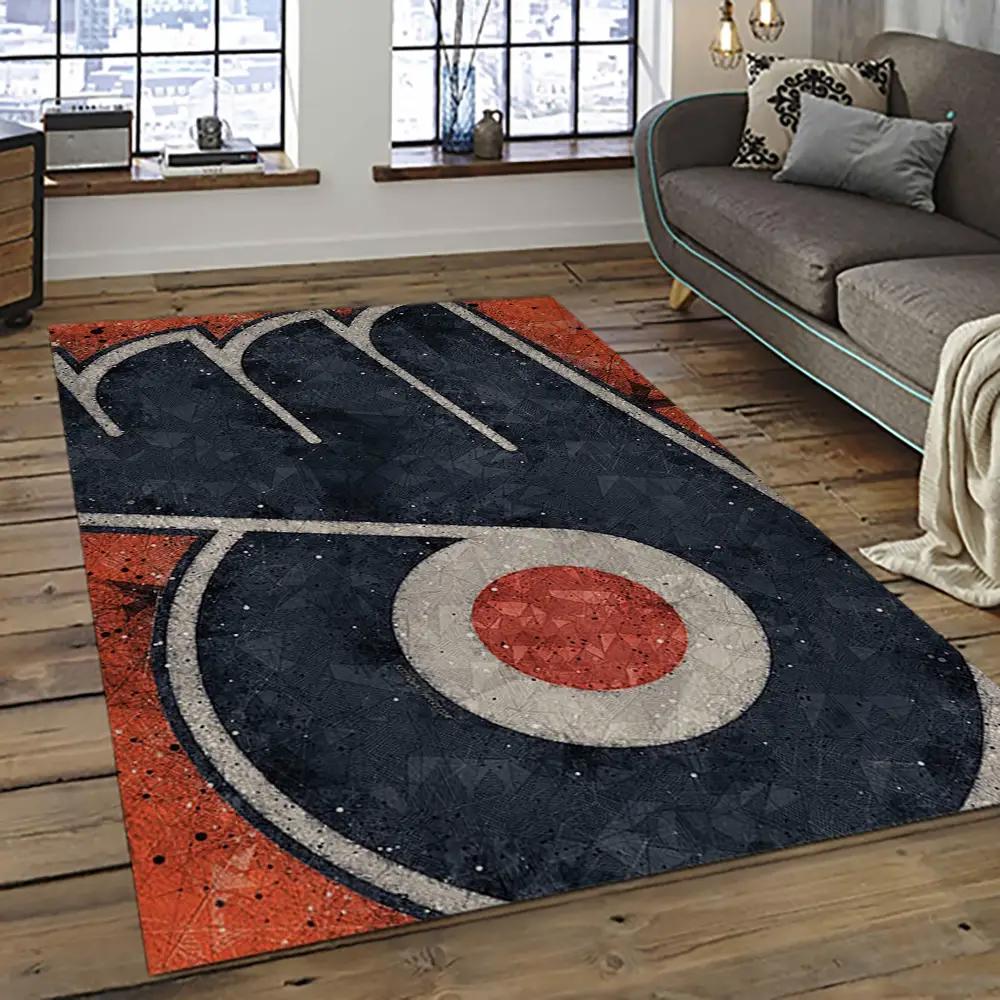 Nhl philadelphia flyers hockey team logo sport carpet rectangle area rug for living room pf44 Rectangle Rug