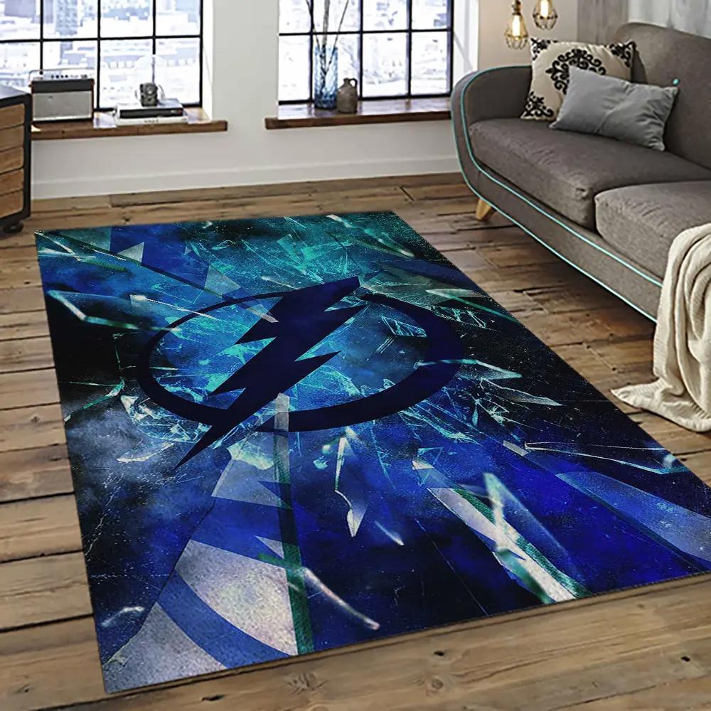 Nhl tampa bay lightning hockey team logo sport carpet rectangle area rug for living room tbl01 Rectangle Rug