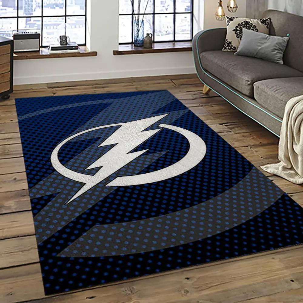 Nhl tampa bay lightning hockey team logo sport carpet rectangle area rug for living room tbl39 Rectangle Rug
