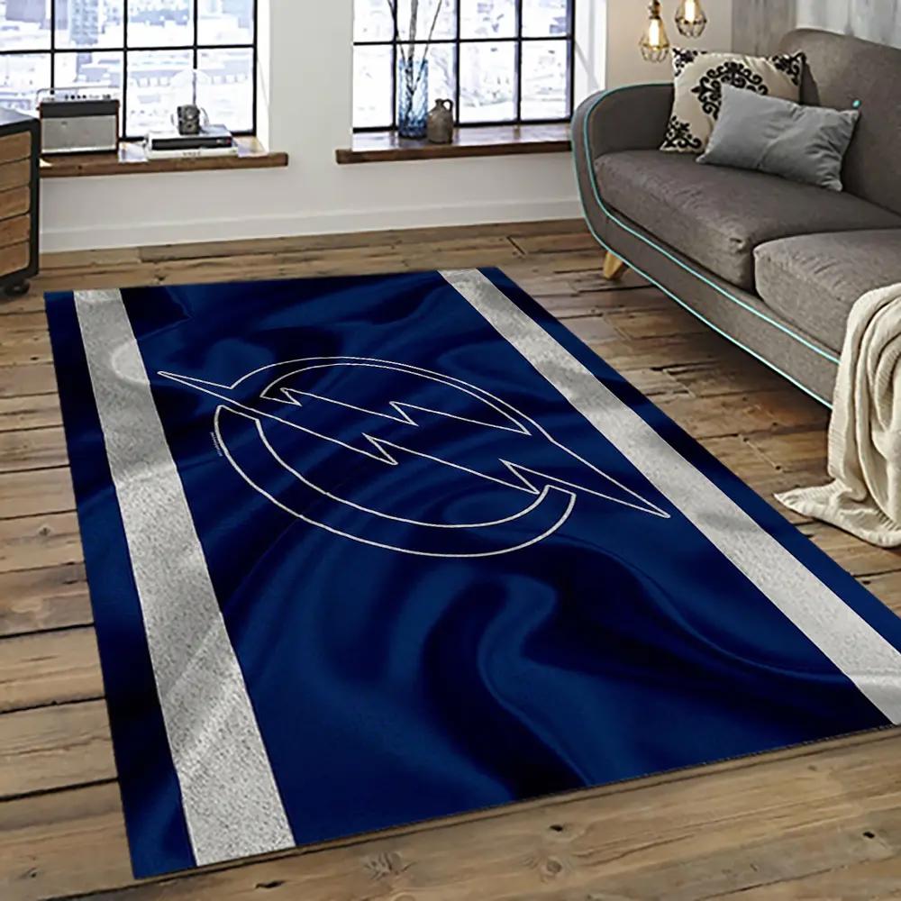 Nhl tampa bay lightning hockey team logo sport carpet rectangle area rug for living room tbl60 Rectangle Rug