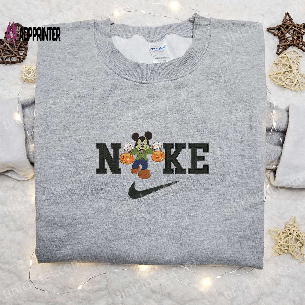 Nike halloween x mickey frankenstein sweatshirt: disney characters embroidered shirt best halloween gift ideas Embroidered Shirt
