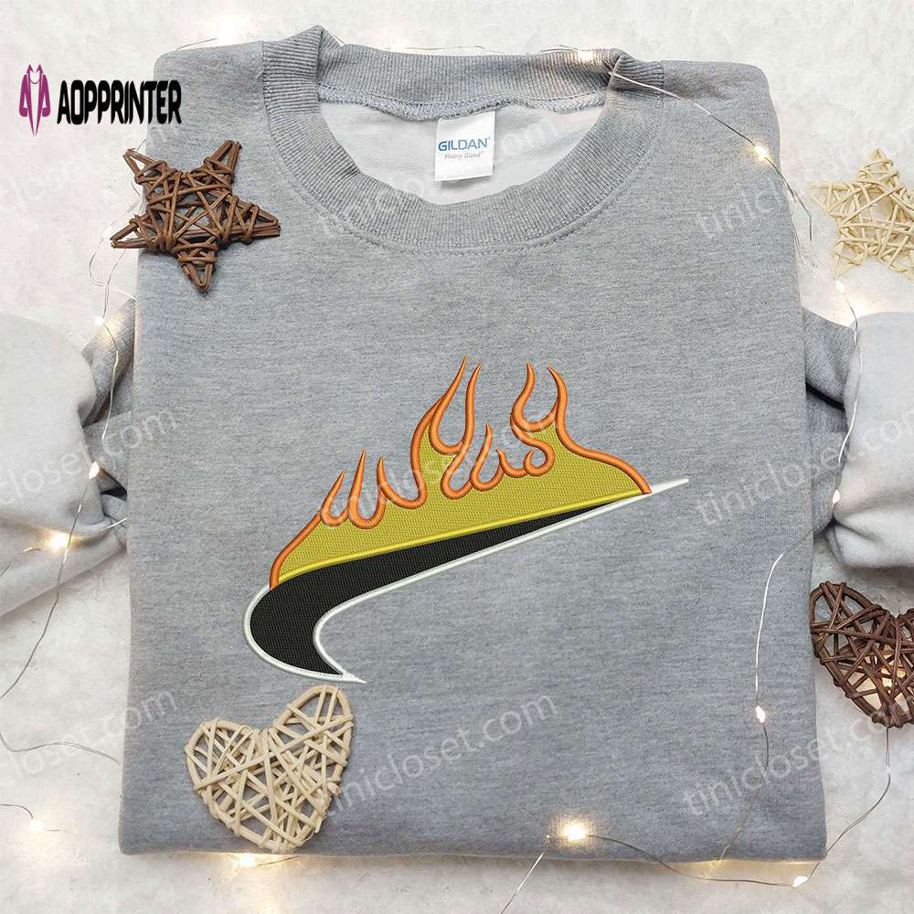 Nike on fire embroidered sweatshirt: the perfect nike inspired gift for family Embroidered Shirt