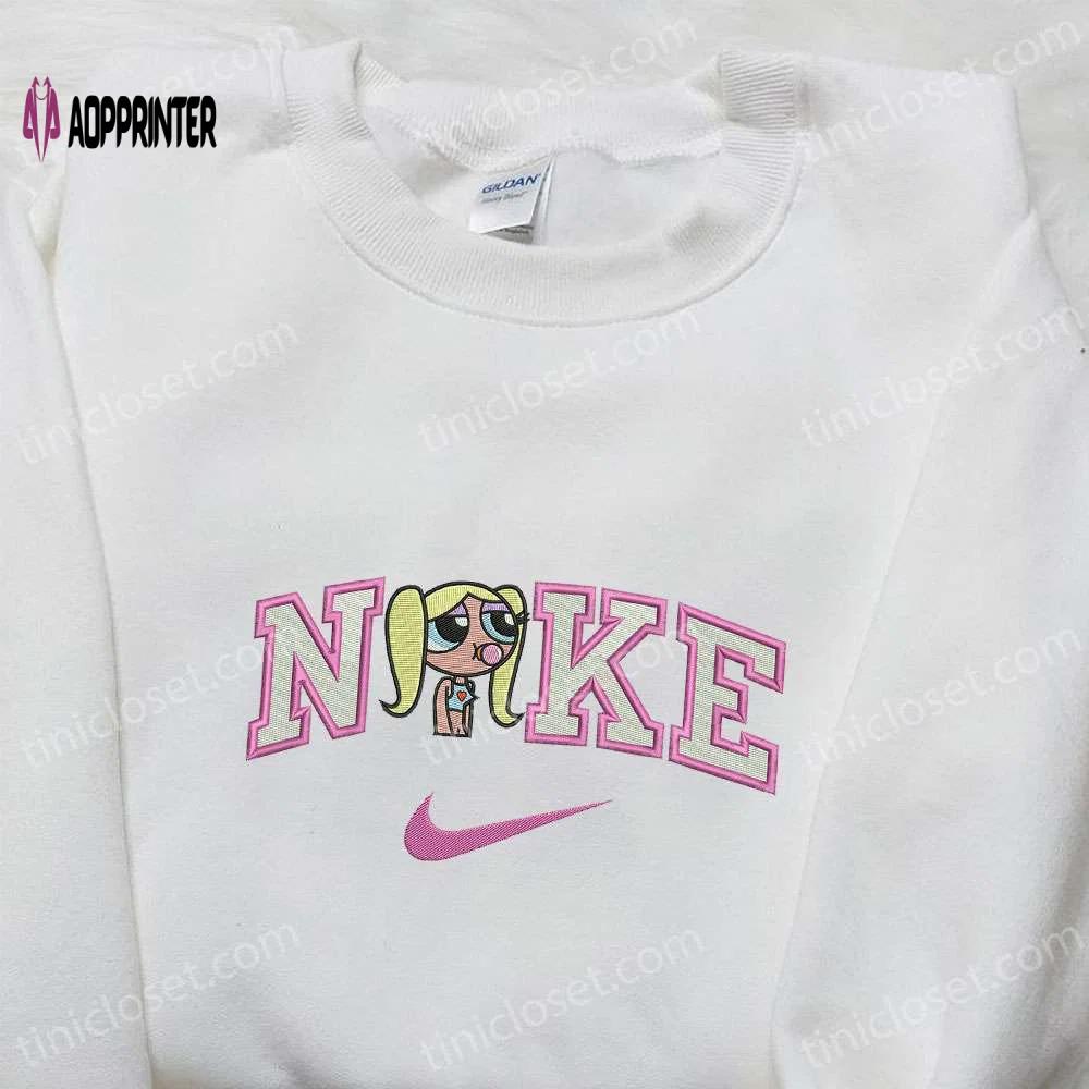 Nike x bubbles cartoon embroidered sweatshirt powerpuff girls inspired shirt nike embroidered t-shirt Embroidered Shirt