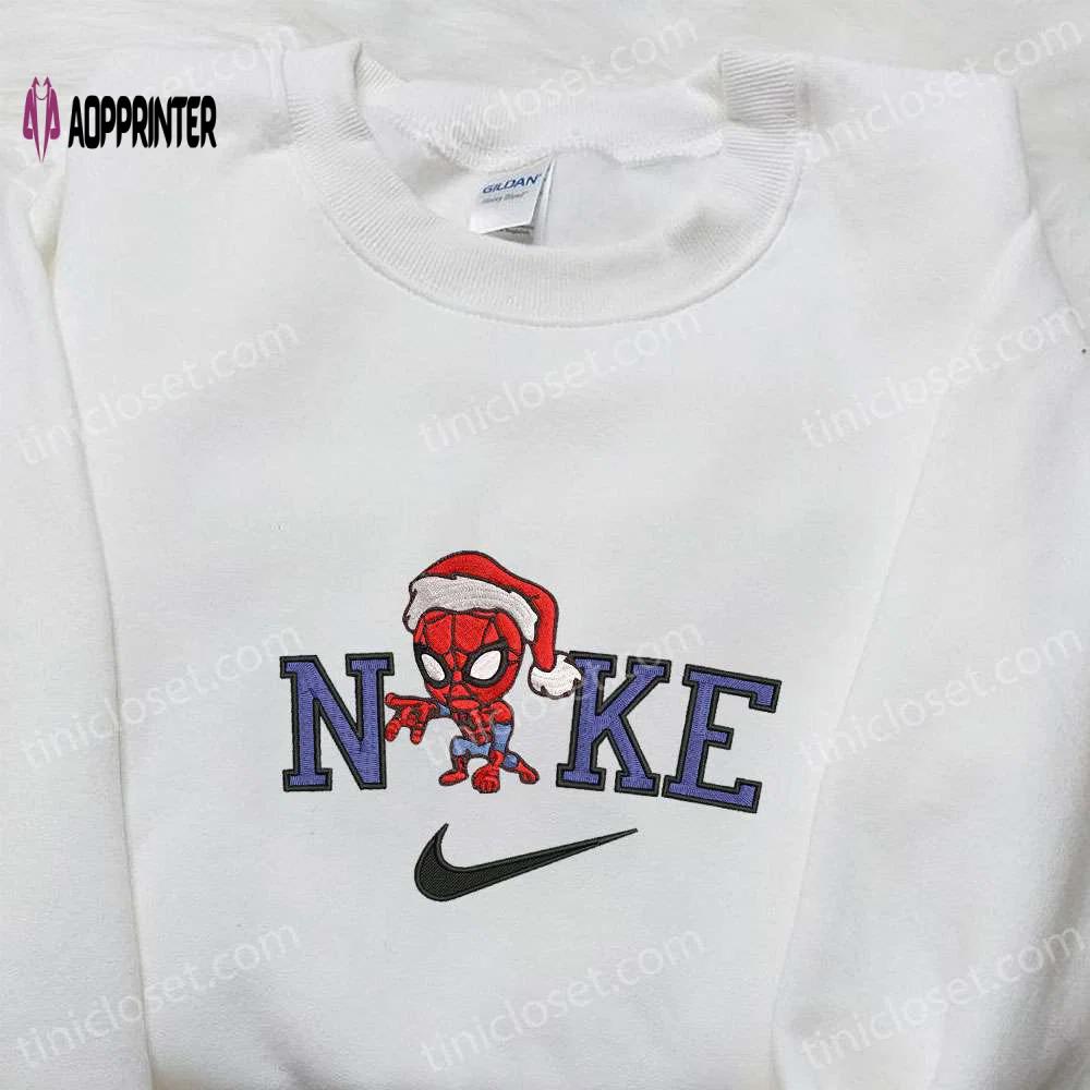Nike x christmas chibi spider-man shirt: embroidered hoodie for family christmas gifts Embroidered Shirt