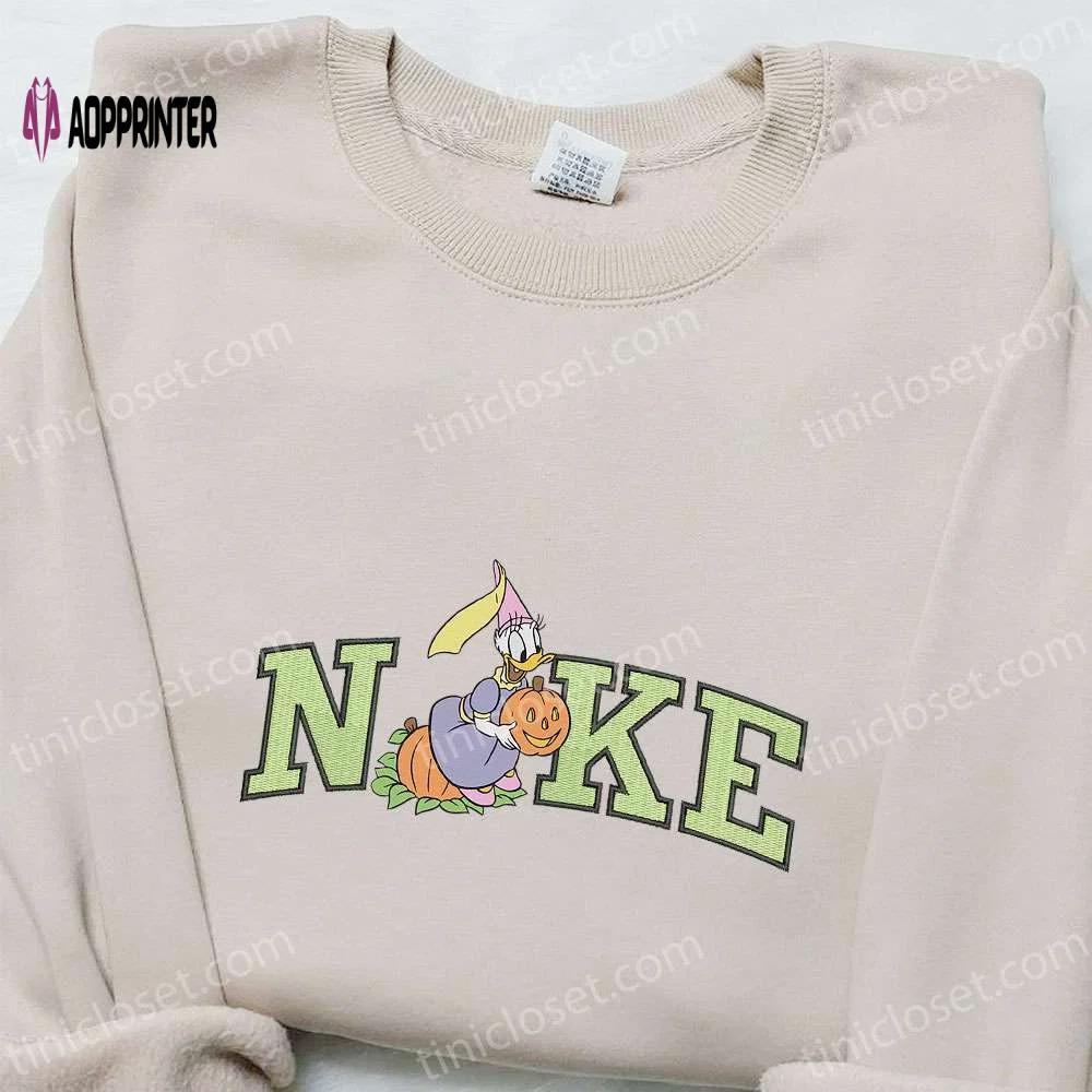Nike x daisy duck pumpkin embroidered sweatshirt: best halloween gifts for family Embroidered Shirt
