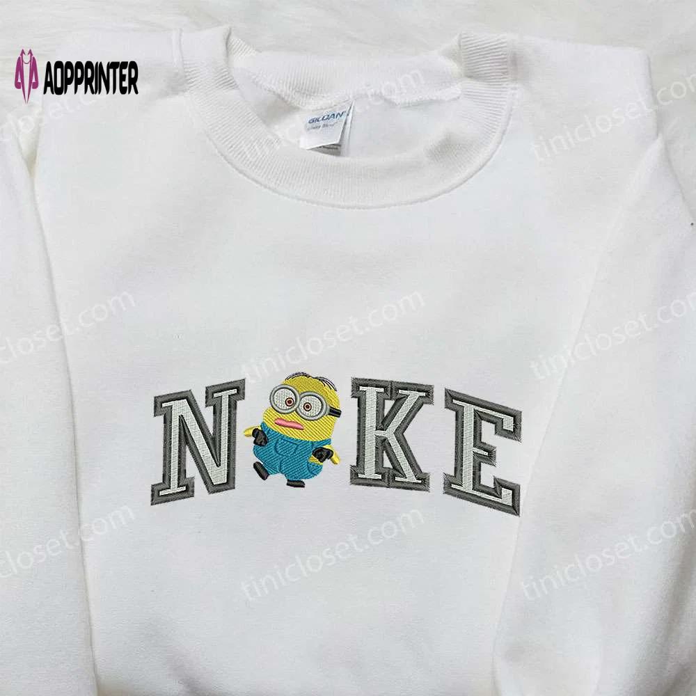 Nike x dave minion embroidered t-shirt sweatshirt & hoodie: cartoon-inspired apparel for fun and style Embroidered Shirt