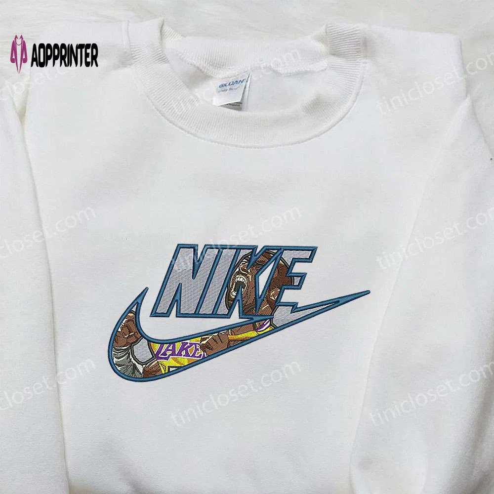Nike x lebron james embroidered shirt: los angeles lakers edition – perfect gift for sports fans Embroidered Shirt