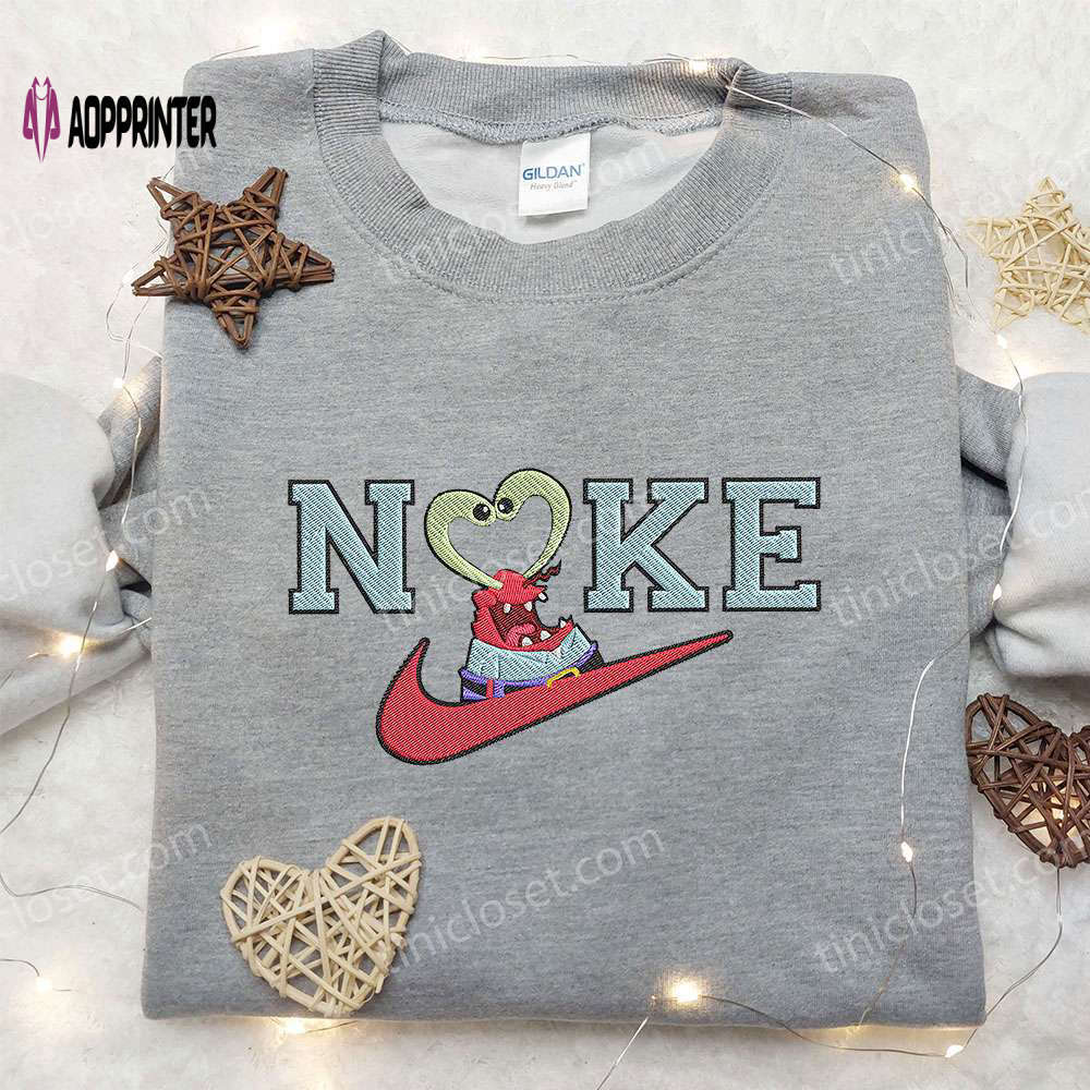 Nike x mr krabs heart embroidered shirt – spongebob & nike inspired collection Embroidered Shirt