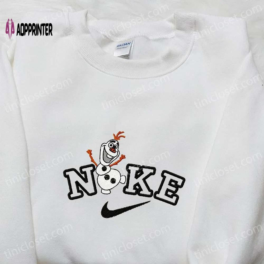 Nike x olaf cartoon embroidered hoodie christmas shirt & t-shirt: festive nike inspired apparel Embroidered Shirt