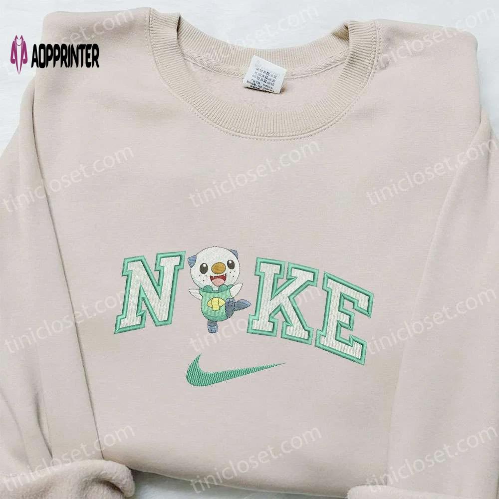 Nike x oshawott embroidered hoodie & pokemon shirt: trendy nike inspired t-shirt Embroidered Shirt