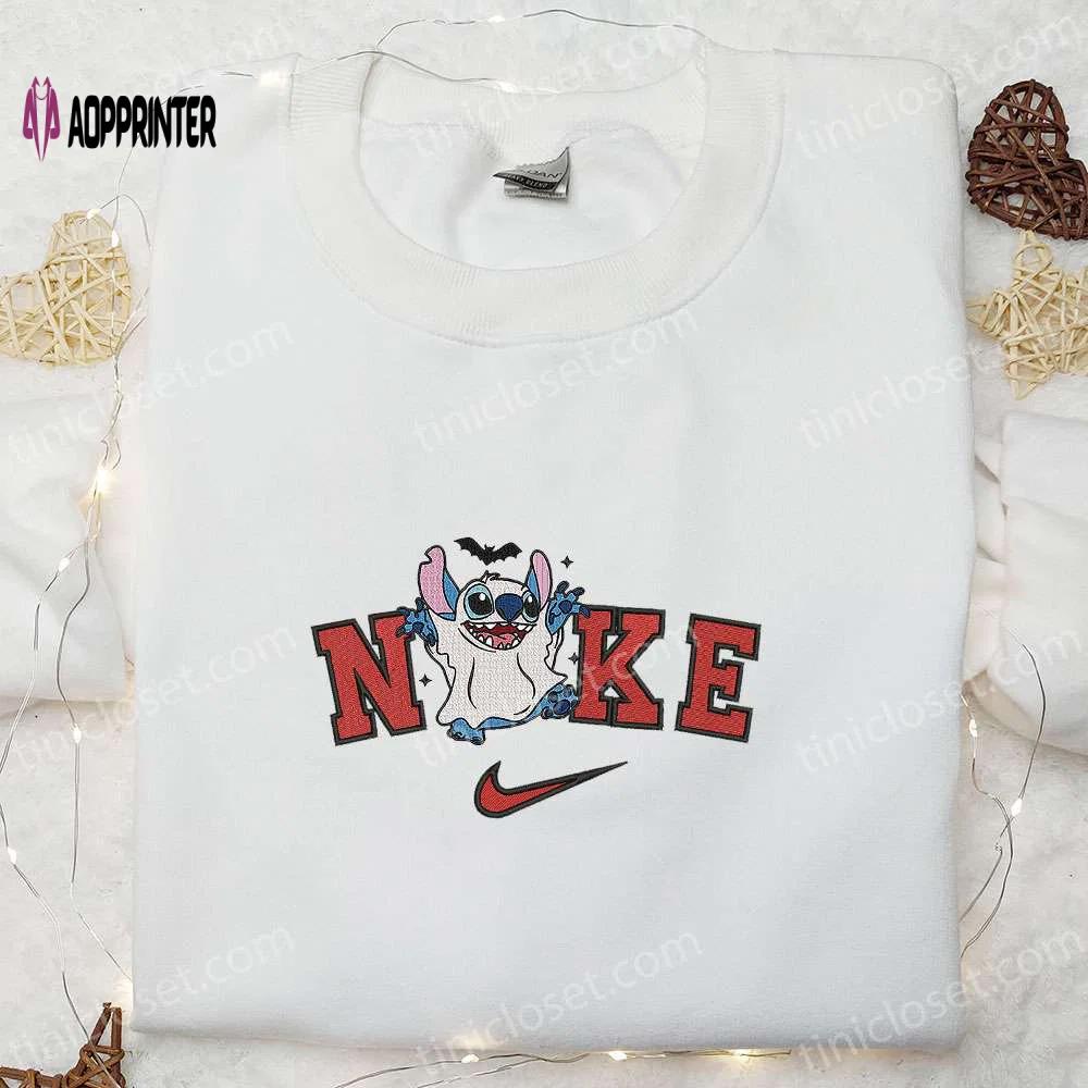 Nike x stitch cute ghost embroidered shirt – halloween sweatshirt disney characters t-shirt Embroidered Shirt