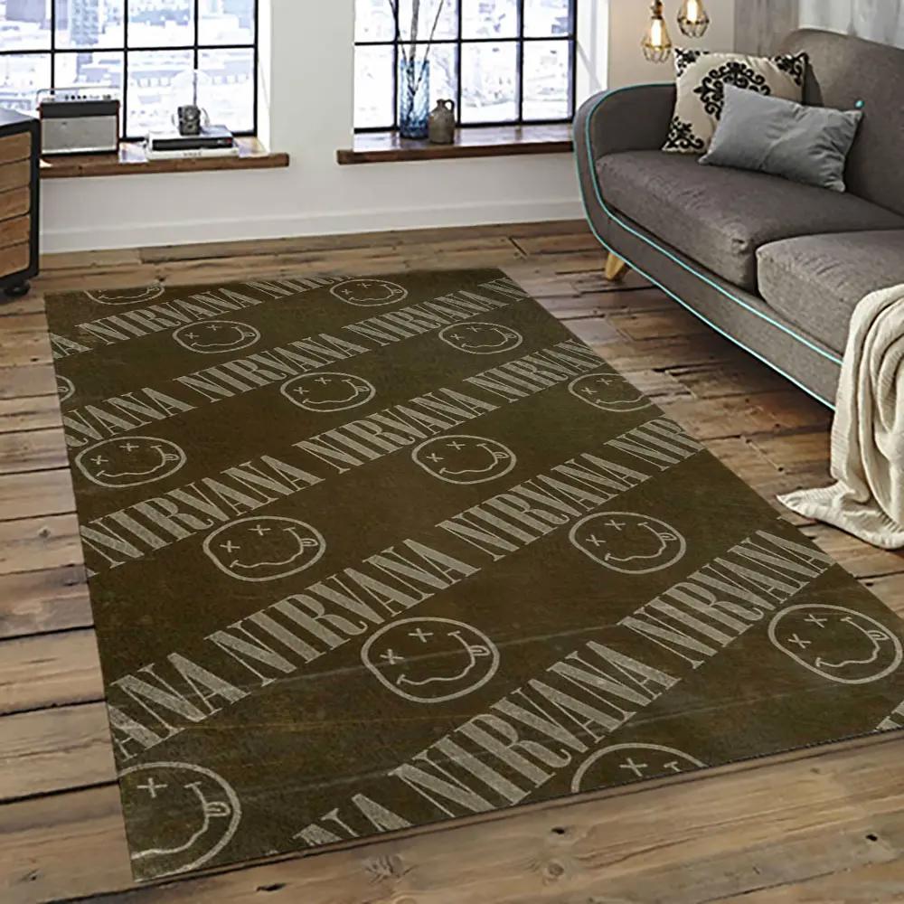 Nirvana rock band punk rock music retangle carpet area rug home decor best gift for fan and friends nv1 Rectangle Rug