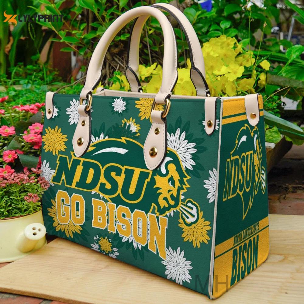 North dakota state bison leather handbag gift for women 437 Women Leather Hand Bag