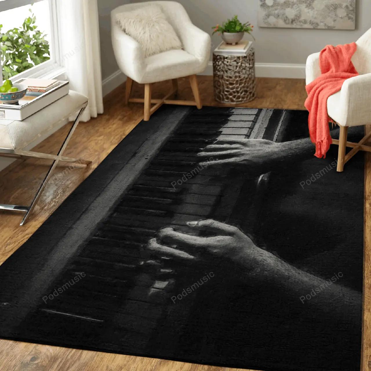 Old piano play music art for fans area rug living room carpet rug regtangle carpet floor decor home decor Rectangle Rug