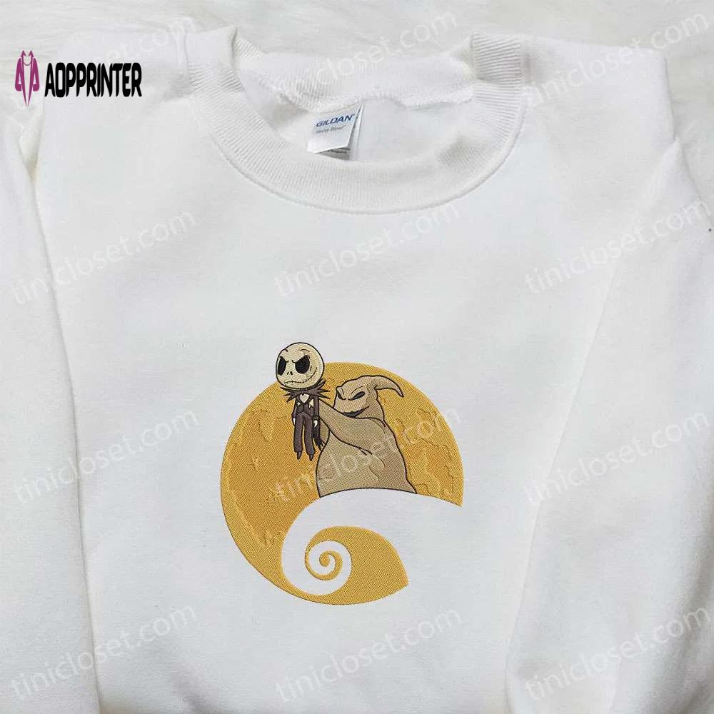 Oogie boogie & jack skellington moon embroidered sweatshirt – the nightmare before christmas hoodie Embroidered Shirt