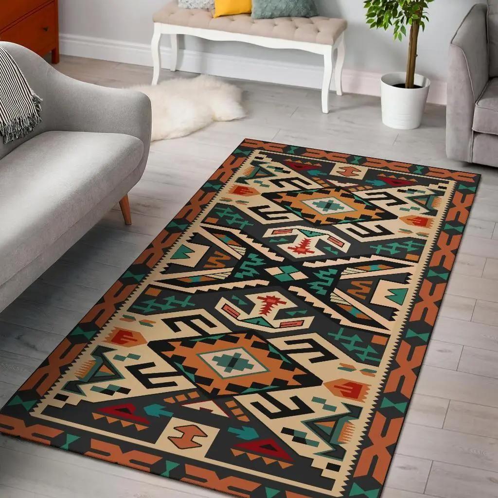 Orange native tribes pattern native american area rug living room rug home decor Rectangle Rug