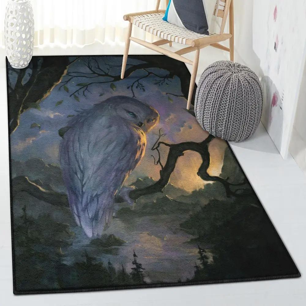 Owl art indoor outdoor carpet, owl rug Rectangle Rug