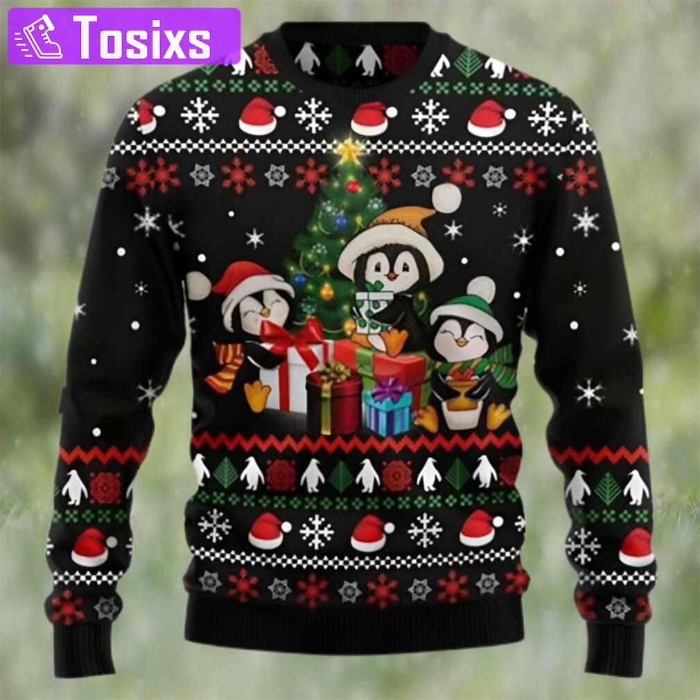 Penguin christmas tree and gift ugly christmas sweater Christmas Ugly Sweater