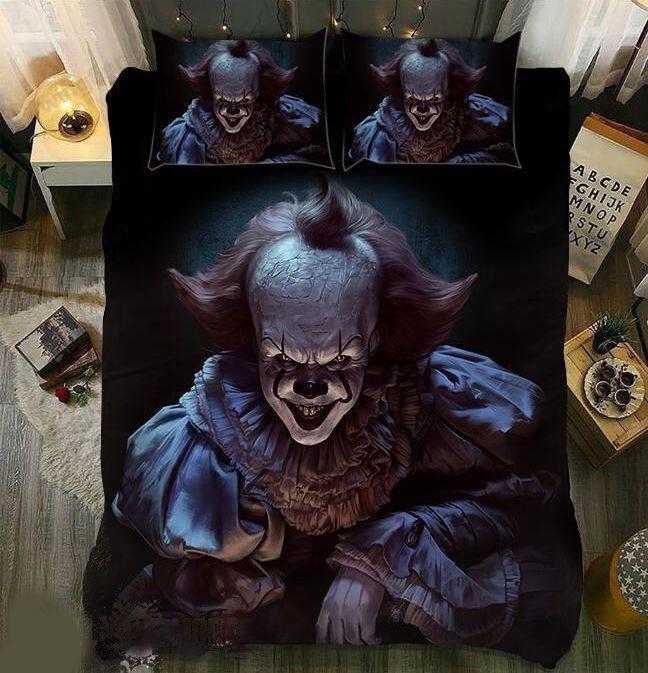 Pennywise scary halloween gift full  Bedding Sets bed linen covers duvet bedspread blankets bedclothes sheets Bedroom ideas home decor