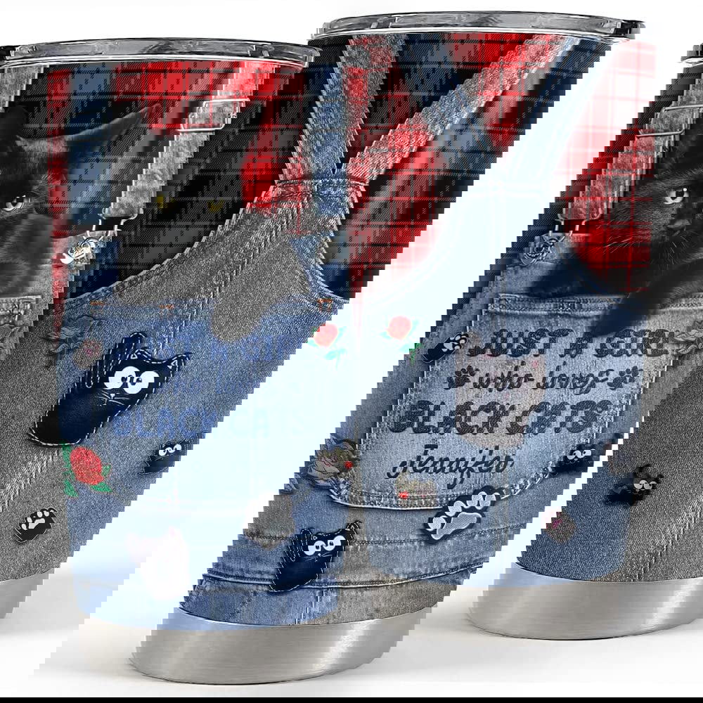 Personalized black cat tumbler a girls who loves cats animal lover Personalized Tumbler