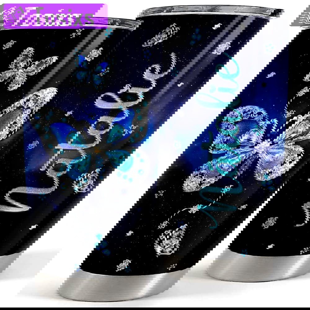 Personalized butterfly cup jewelry style galaxy background animal pet Personalized Tumbler