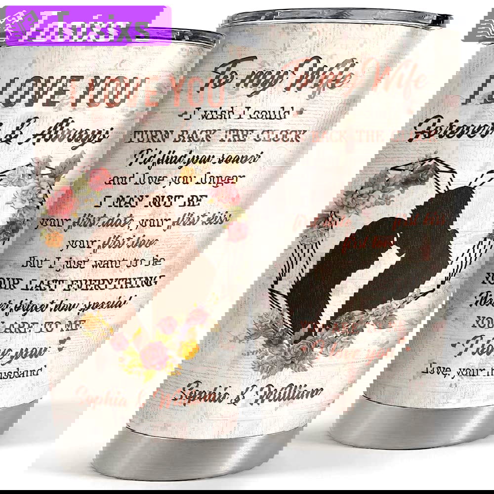Personalized couple tumbler to wife roses vintage style from husband Personalized Tumbler