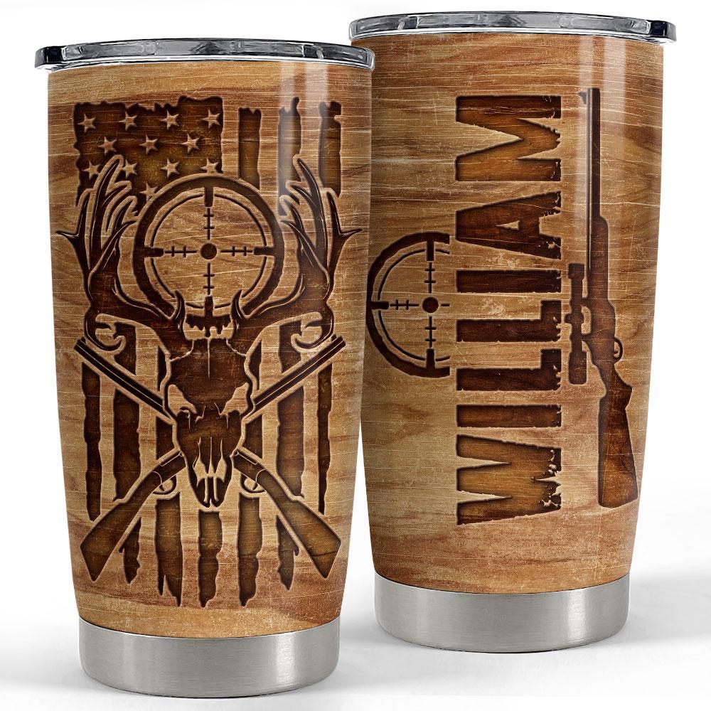 Personalized deer hunting tumbler american flag Personalized Tumbler