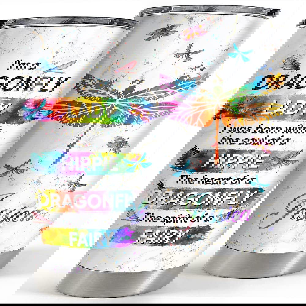 Personalized dragonfly tumbler dragonfly hippie lady for animal lover Personalized Tumbler