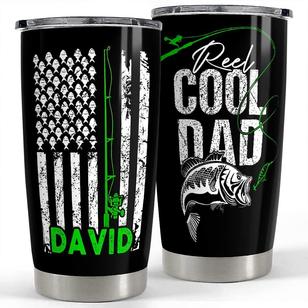 Personalized fishing tumbler fishing dad american flag father day gift Personalized Tumbler