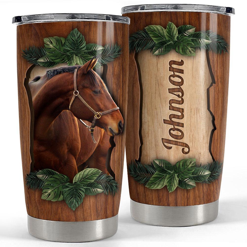 Personalized horse tumbler wood drawing style Personalized Tumbler