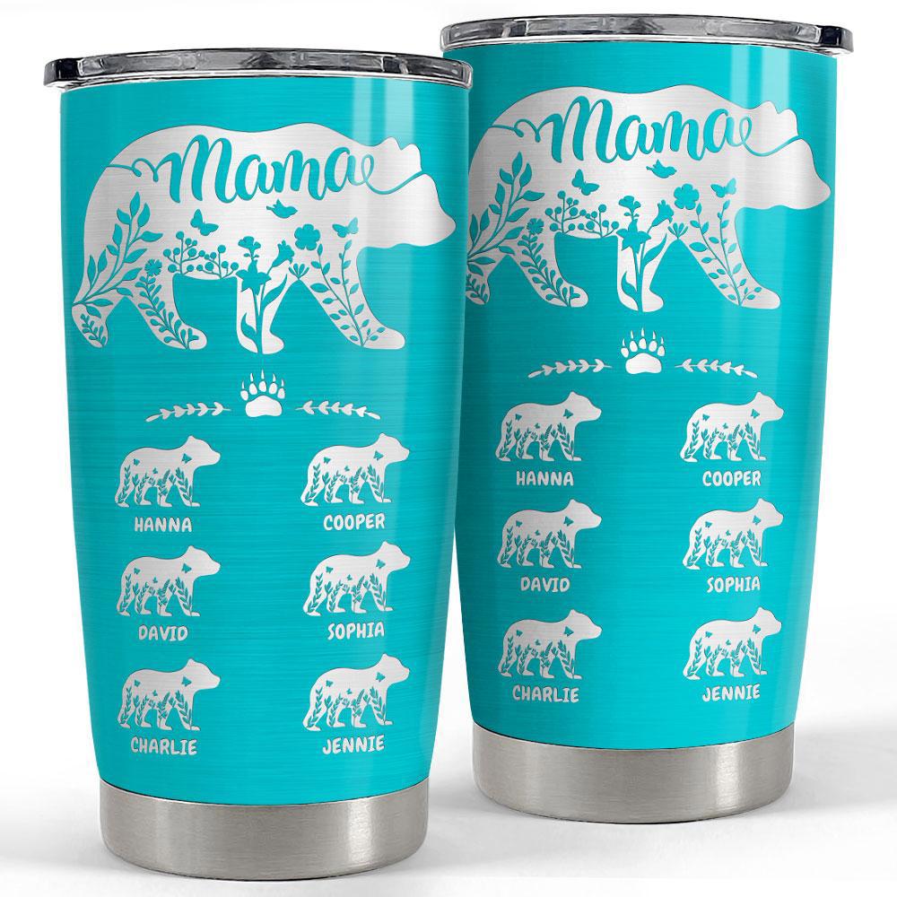 Personalized mama bear tumbler pastel background design Personalized Tumbler