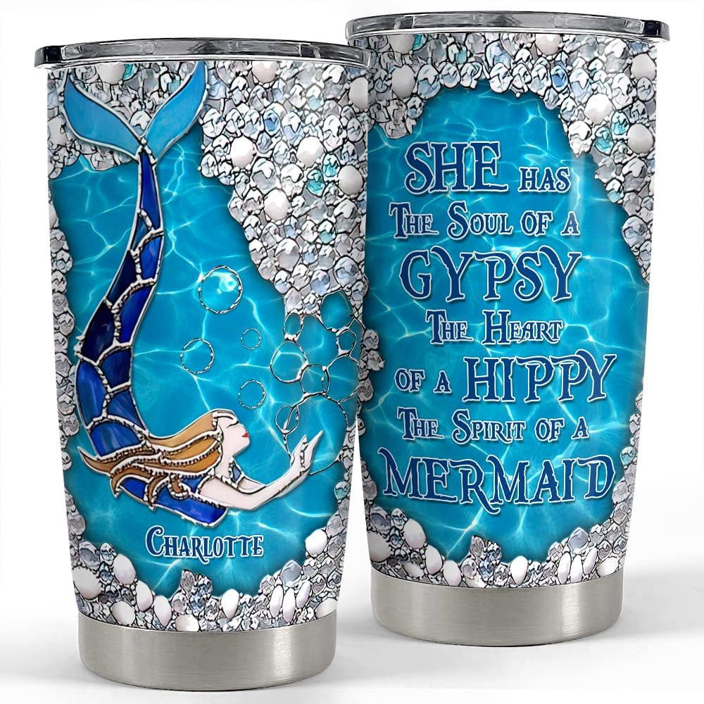 Personalized mermaid tumbler jewelry style custom name for girl women Personalized Tumbler