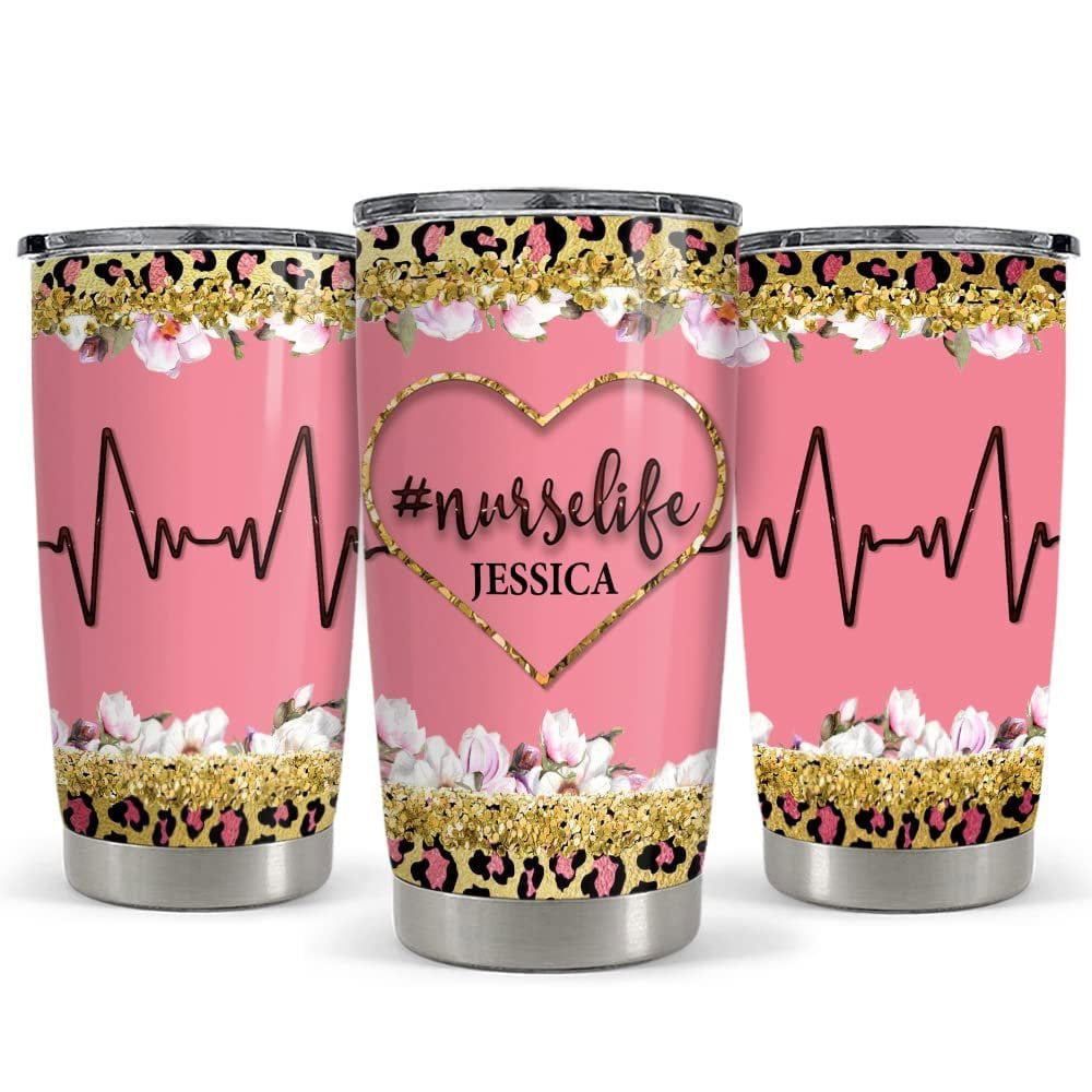 Personalized nurse tumbler nurse life heartbeat for nursing new women Personalized Tumbler