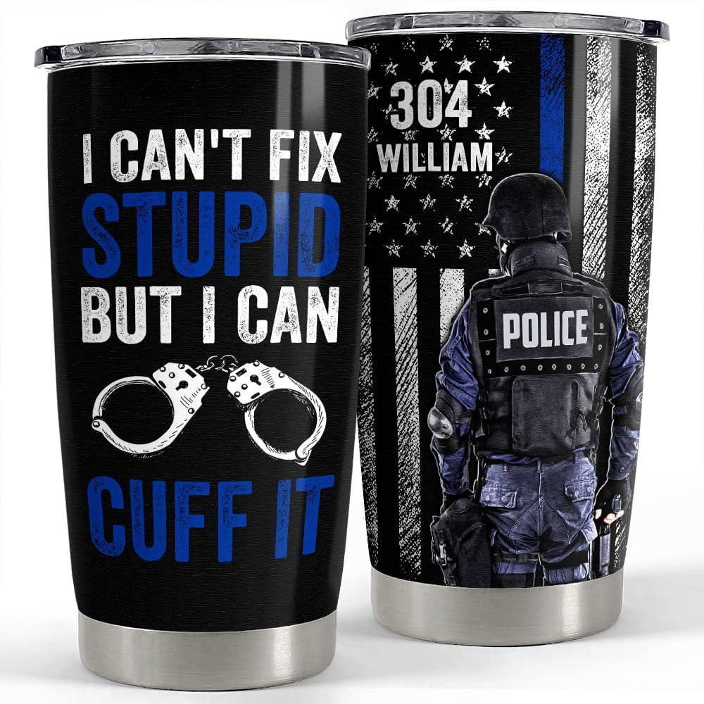 Personalized police tumbler american policeman for men father friend Personalized Tumbler