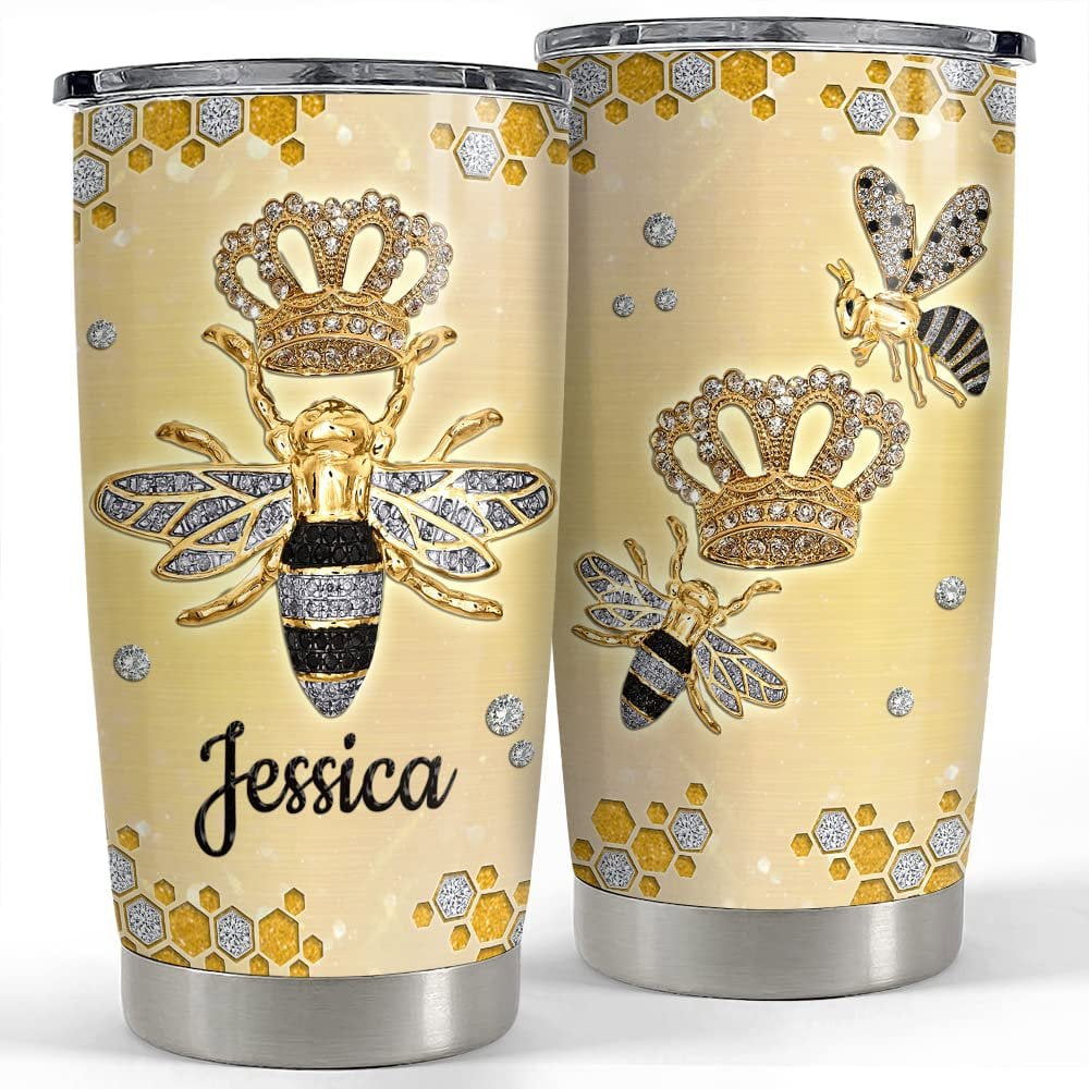 Personalized queen bee tumbler jewelry crown style for animal lover Personalized Tumbler