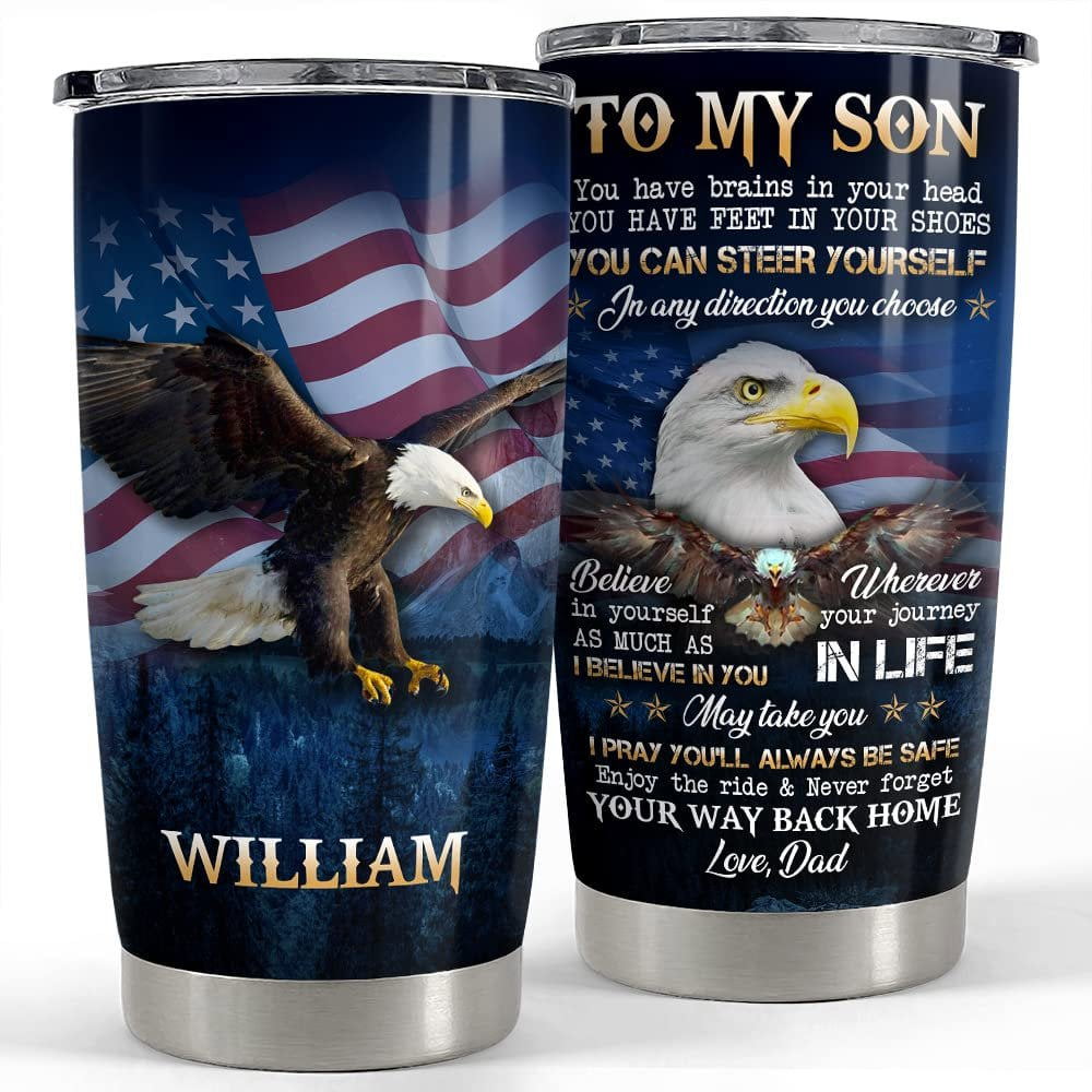Personalized son gifts from dad tumbler american eagle for kid boy Personalized Tumbler