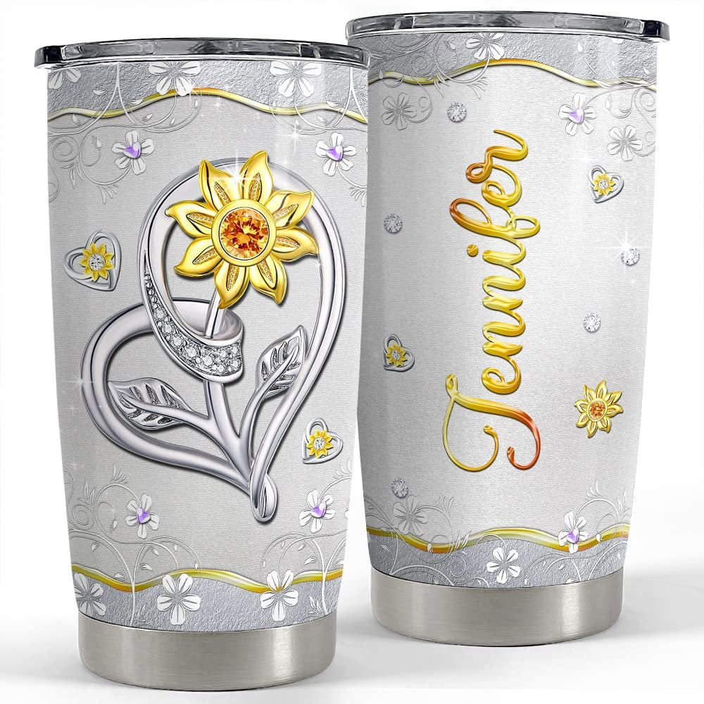 Personalized sunflower tumbler jewelry style metal for women girl Personalized Tumbler