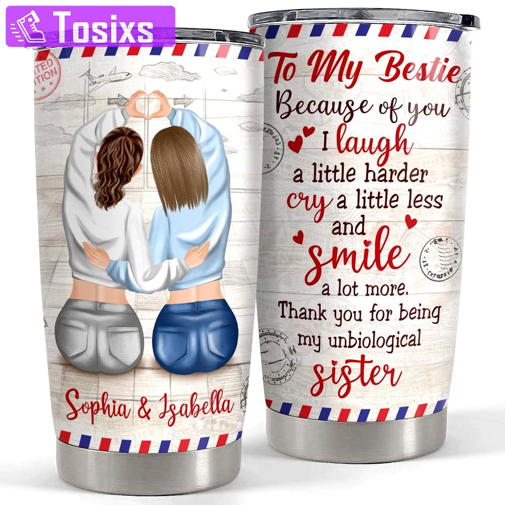 Personalized tumbler letter to my bestie custom clothes for bestie Personalized Tumbler