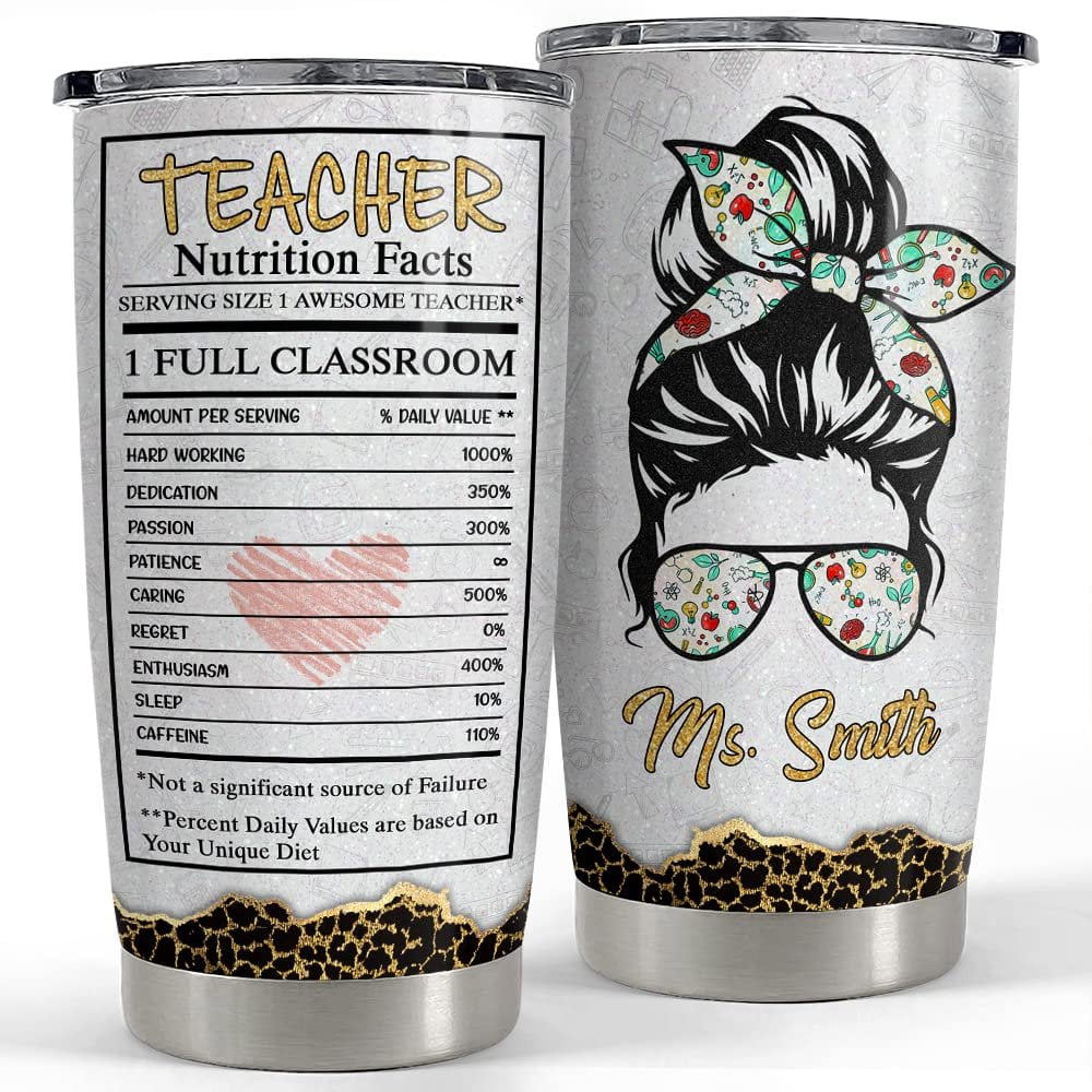 Personalized tumbler teacher nutrition facts funny gift for teacher Personalized Tumbler