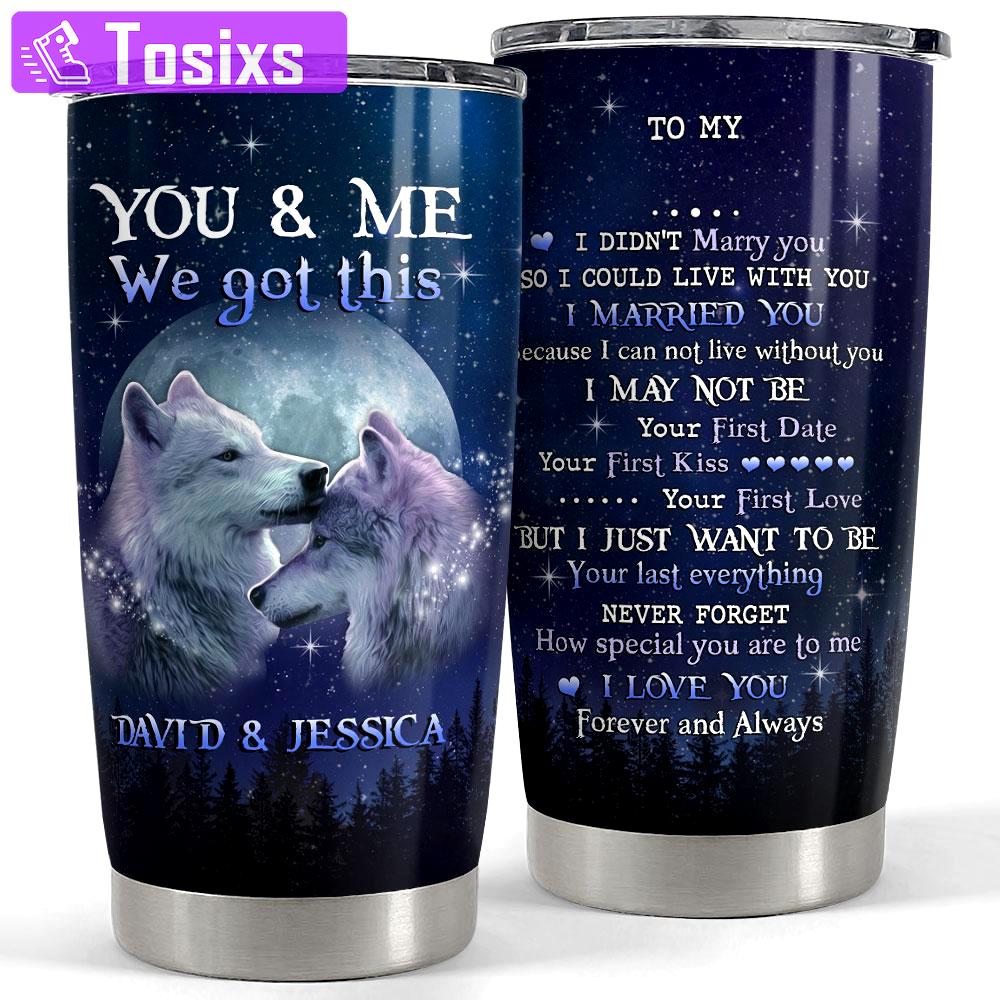 Personalized tumbler wolf couple with customize name Personalized Tumbler